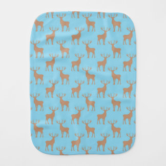 Stag Deer Pattern in Light Brown and Blue Burp Cloth