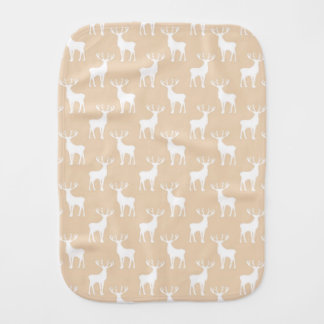 Stag Deer Pattern in Light Brown and White Baby Burp Cloth