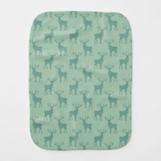 Stag Deer Pattern in Sage Green Baby Burp Cloth