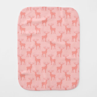 Stag Deer Pattern in Soft Pink Baby Burp Cloth
