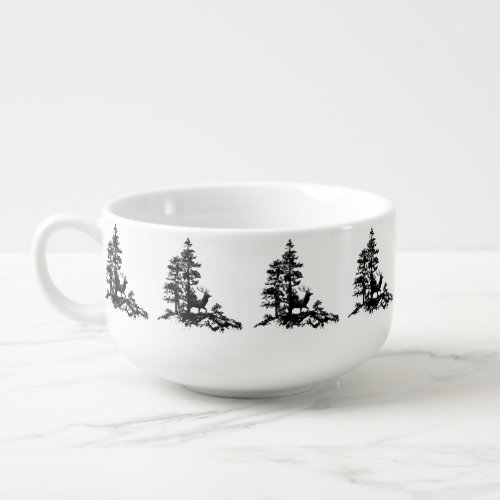 Stag Deer Tree Forest Animal Silhouette Nature Art Soup Mug