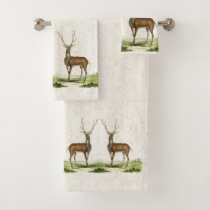 Stag Deer Wildlife Animal Antlers Bath Towel Set