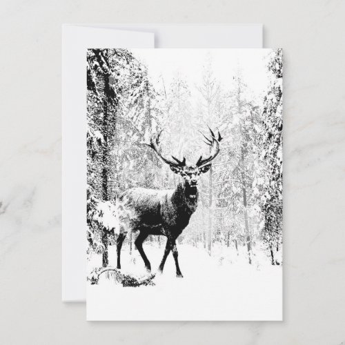 Stag Deer Winter Forest Wildlife Animal Nature Art