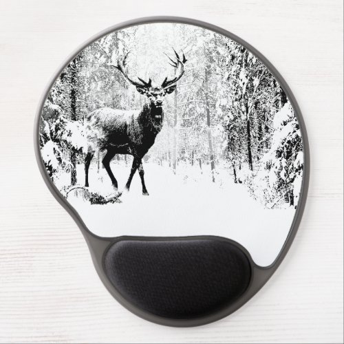 Stag Deer Winter Forest Wildlife Animal Nature art Gel Mouse Pad