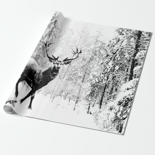Stag Deer Winter Forest Wildlife Animal Nature Art Wrapping Paper