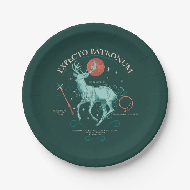 Stag Expecto Patronum Graphic Paper Plates (Front)