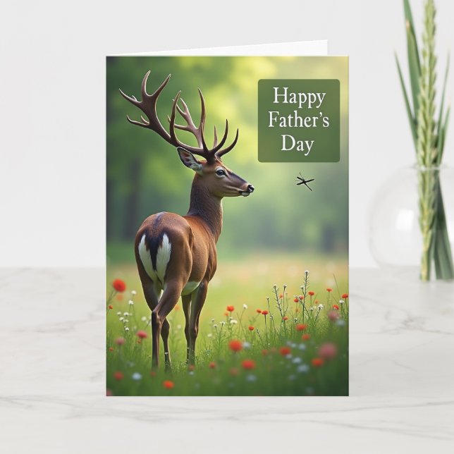Stag Floral Fathers Day Card (Front)