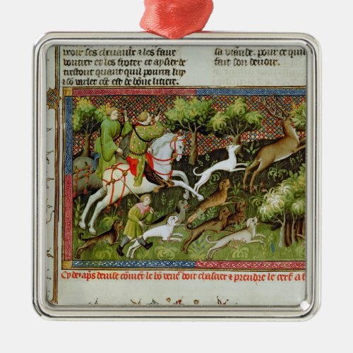 Stag Hunting from the Livre de la Chasse Metal Ornament