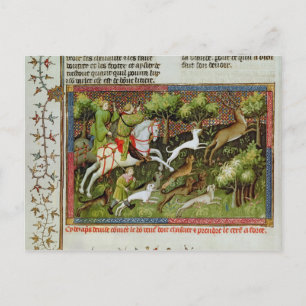 Stag Hunting, from the Livre de la Chasse Postcard