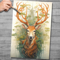 Stag In Foliage 1 Decoupage Paper