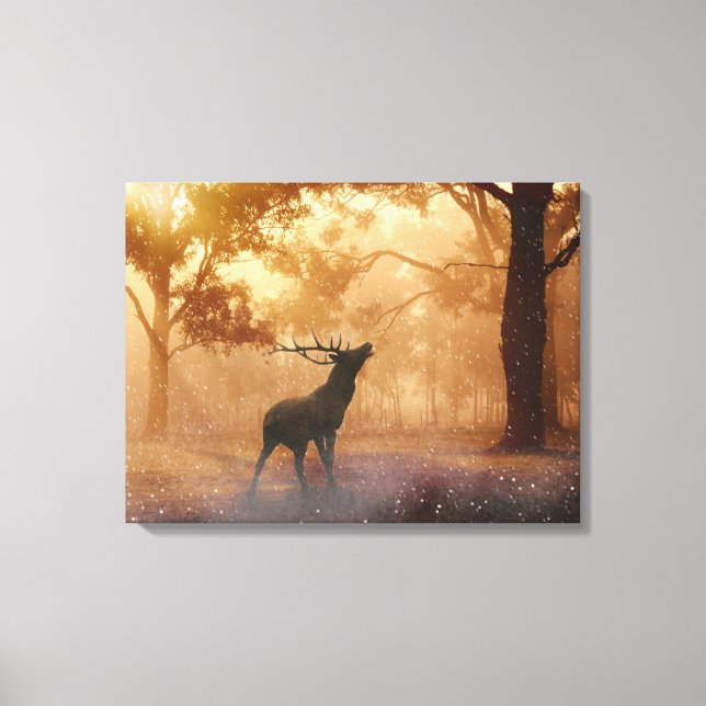Stag in Forest Canvas Print (Front)