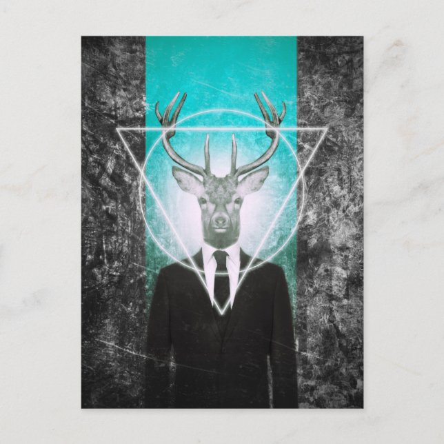 Stag in suit postcard (Front)