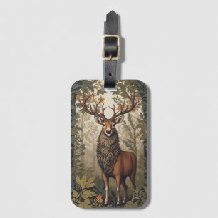 Stag In the Forest William Morris Inspired Luggage Tag
