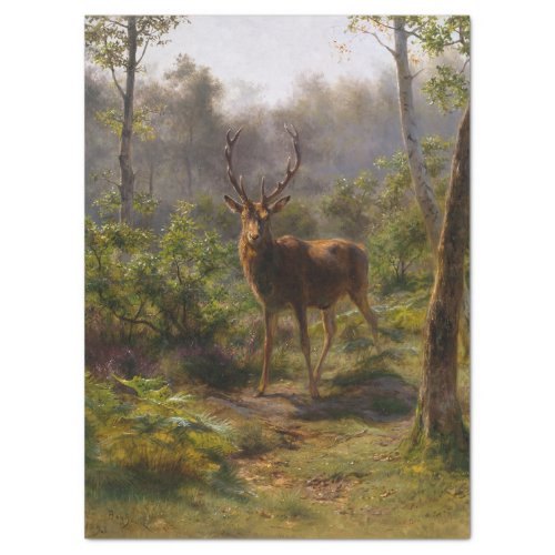 Stag Male Deer in the Woods by Rosa Bonheur Tissue Paper
