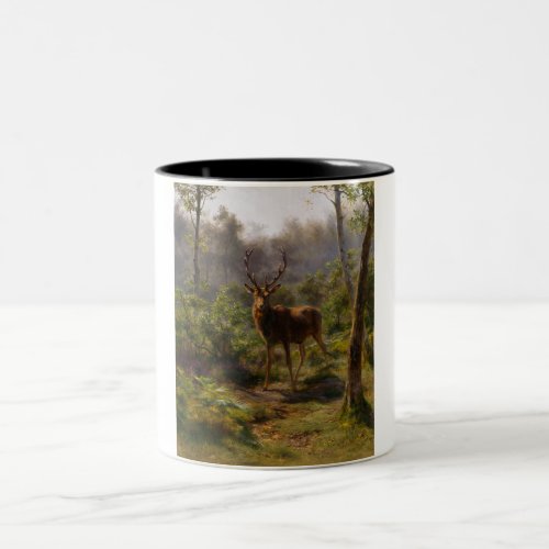 Stag Male Deer in the Woods by Rosa Bonheur Two_Tone Coffee Mug