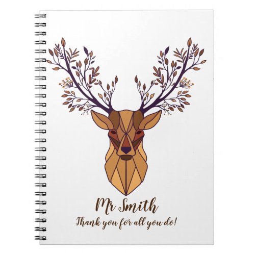 Stag male teacher thank you gift  notebook