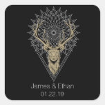 Stag Mandala Wedding Square Sticker