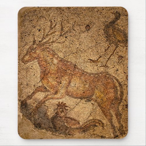 Stag Mosaic Stone in Mortar Ancient Vintage Old Mouse Pad