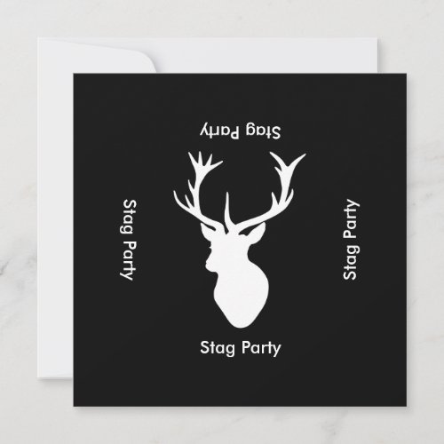 Stag Night _ Bachelor or Stag Party Black White Invitation