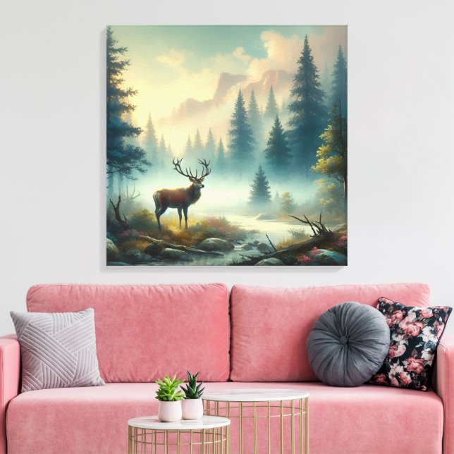 Stag Oil Painting Canvas Art (Insitu(LivingRoom))