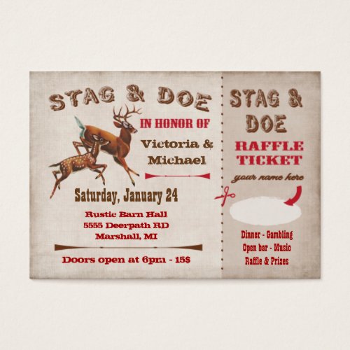 Stag or Buck and Doe ticket and raffle