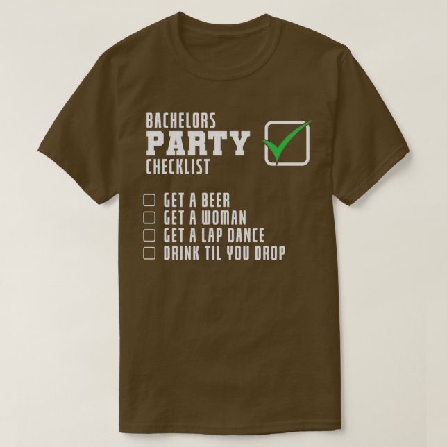 stag party checklist T-Shirt (Design Front)