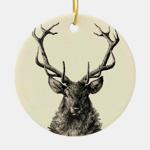 Stag Print Deer Print Vintage Scandinavian Ceramic Ornament