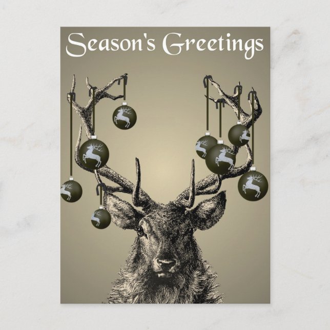 Stag Print, Deer Print, Vintage, Scandinavian Postcard (Front)