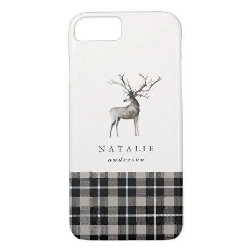 Stag reindeer plaid check winter iPhone 87 case