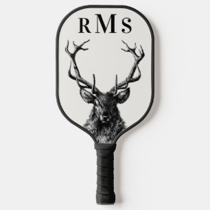 Stag Reindeer Rustic Monogram Pickleball Paddle