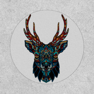 Stag Reindeer Tribal Mandala Huichol Art Patch