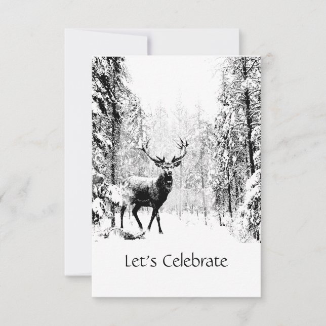 Stag Retirement Masculine Stag Deer Art Invitation (Front)