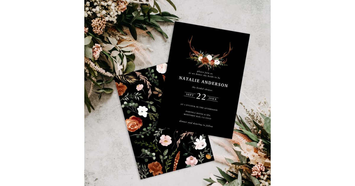 Stag rust terracotta floral rustic bridal shower invitation | Zazzle