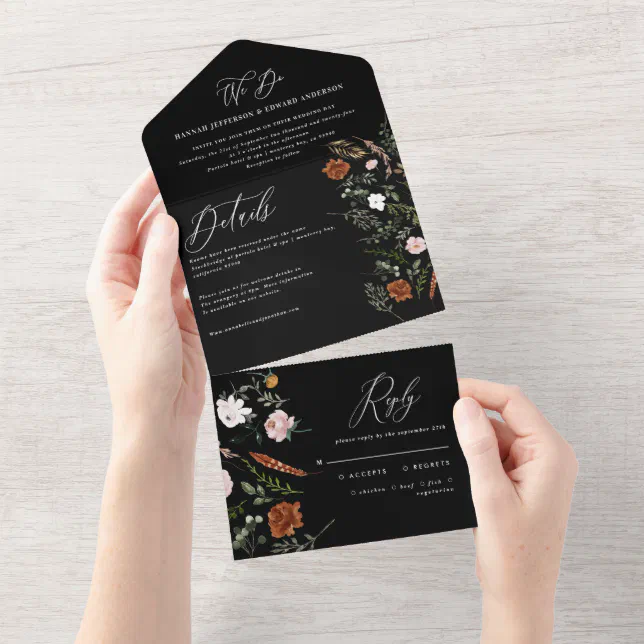 stag rust terracotta floral rustic elegant all in all in one invitation ...