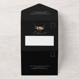 stag rust terracotta floral rustic elegant all in all in one invitation ...