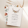 Stag rust terracotta floral rustic elegant modern  invitation