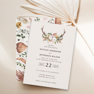 Stag rust terracotta pink rustic elegant rustic invitation
