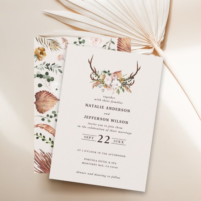 Stag rust terracotta pink rustic elegant rustic invitation (Creator Uploaded)