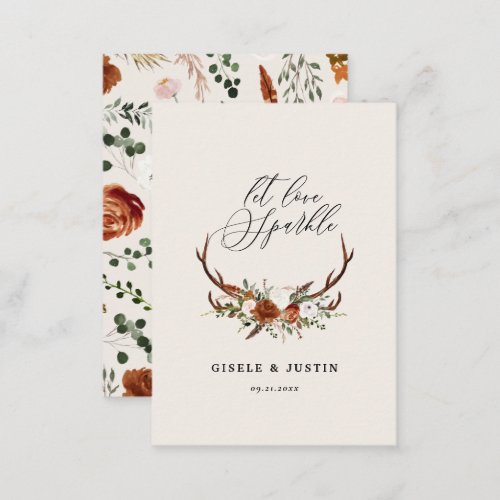 Stag rustic botanical wedding let love sparkle enc enclosure card