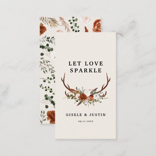 Stag rustic botanical wedding let love sparkle enclosure card