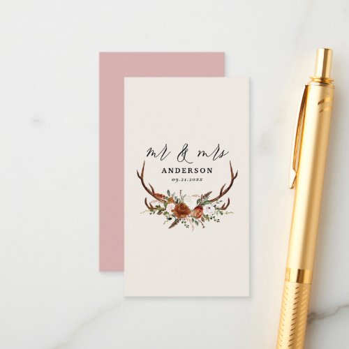 Stag rustic botanical wedding mr and mrs sparkle e enclosure card