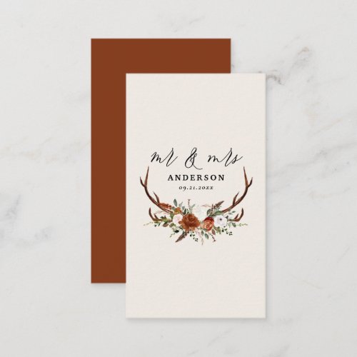 Stag rustic botanical wedding mr and mrs sparkle e enclosure card