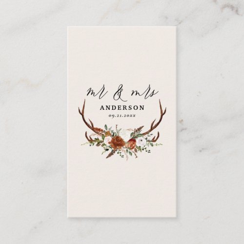 Stag rustic botanical wedding mr and mrs sparkle enclosure card