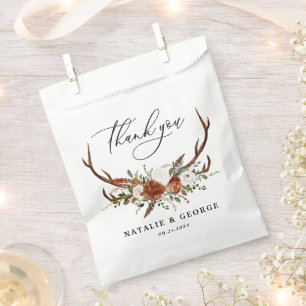 Stag rustic botanical wedding thank you favor favor bag