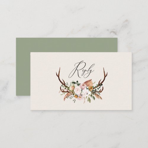 Stag sage green floral elegant wedding budget enclosure card