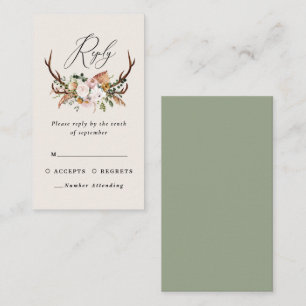 Stag sage green floral elegant wedding budget enclosure card