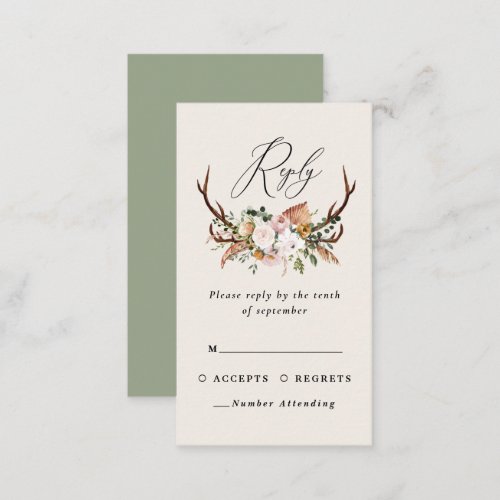 Stag sage green floral elegant wedding budget enclosure card