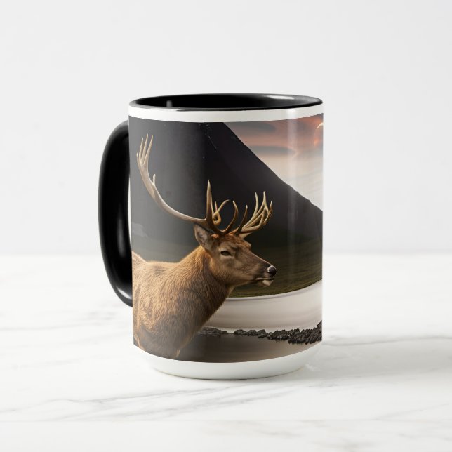 Stag Scottish Highlands, Eclipsing Moon Mug (Front Left)