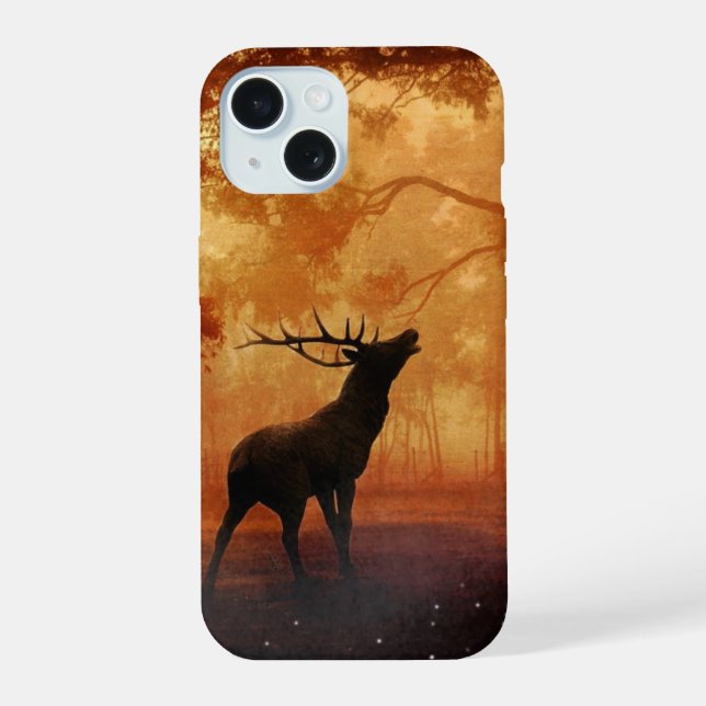 Stag Silhouette at Sunset Iphone Case (Back)