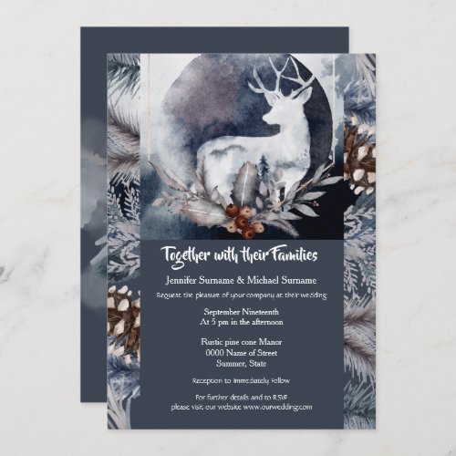 Stag silhouette evening forest woodland fall invitation